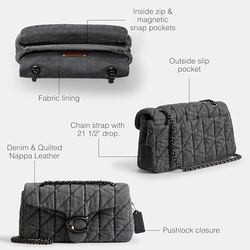 Coach Denim Quilted Tabby Shoulder Bag 26 with Chain, V5/Black3