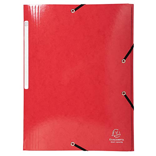 Exacompta - Réf. 55825E - 1 Chemise à élastiques 3 rabats Maxi capacity carte lustrée pelliculée 425gm² Iderama A4 - Rouge