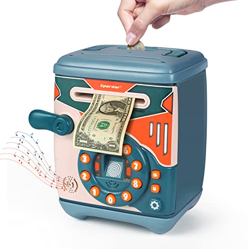 Tirelire pour enfants, tirelire électronique, mini jouet ATM, verrouillage électronique, défilement automatique du papier, de l'argent et de la monnaie, pour enfants, garçons et filles Cover
