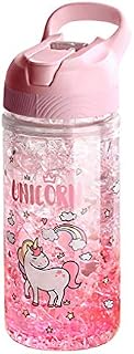 Unicorn Water Bottles for Girls,Cup with Straw and Safety Lock,Pink Outdoor Indoor Water Bottle,400ML/13.5oz for school kids girl unicorn lover (Pink)