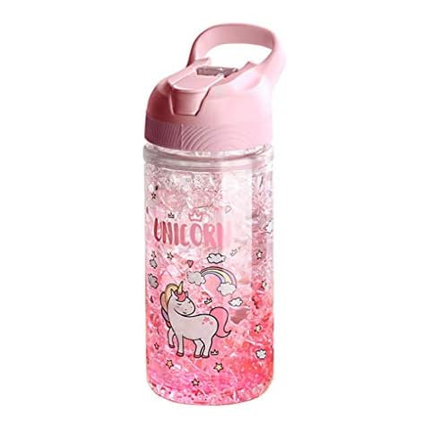 Unicorn Water Bottles for Girls,Cup with Straw and Safety Lock,Pink Outdoor Indoor Water Bottle,400ML/13.5oz for school kids girl unicorn lover (Pink) Cover