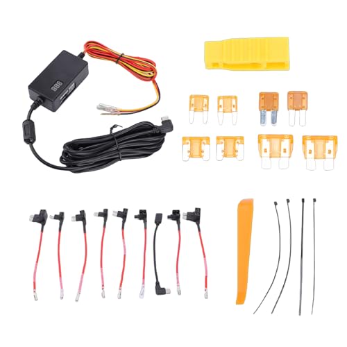 EMUKOEP Kit Cablaggio per Dash Cam, Kit Cablaggio ACC Multi-dimensione per Veicolo Cavo Caricabatterie per Telecamera da Cruscotto Intelligente Soluzione di Alimentazione Affidabile