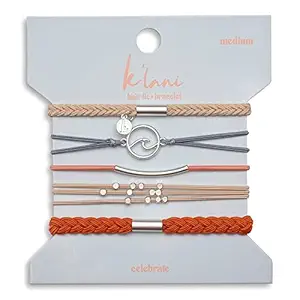 K'lani Hair Tie Bracelets for Women - Elastic Hair Bands That Double as Stylish Jewelry - Celebrate - Large