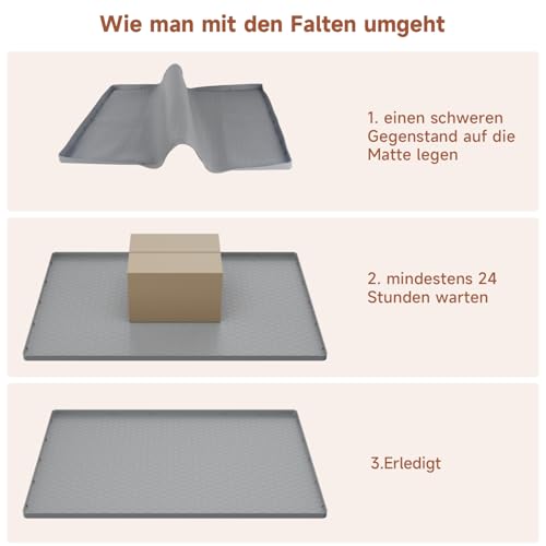 Große Katzenklo Matte 80x56cm, Katzenstreu Matte aus Lebensmittelechtem Silikon, Wasserdicht Urinbeständiges Katzenmatte Katzenklo, Leicht zu Reinigen, Rutschfeste Katzenmatte für den Boden - Grau