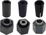 1/2',1/4',12mm Router Collet And Nut Set For Dewalt DW6214 DW618 DW6212 Router with Reducer Sleeves 1/2'-3/8', 12.7mm-8mm, 12.7mm-6mm, (6 Pck)