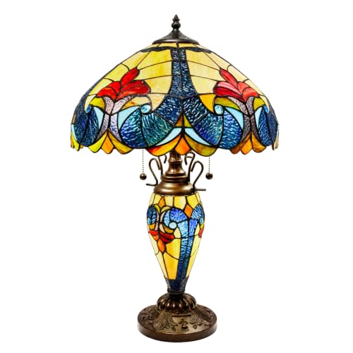 Pterying 24' Tiffany Style Stained Glass Table Lamp, Vintage Desk Lamp