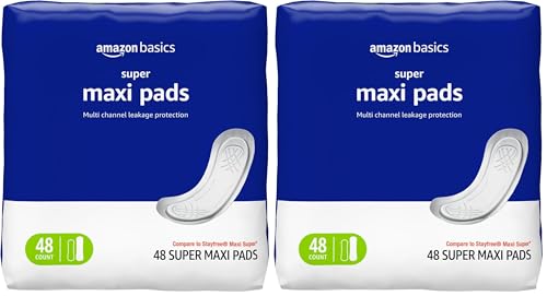 Amazon Basics Maxi Pads for Periods- Thick, Super