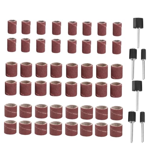 DOITOOL 66pcs Sanding Drum Bands Set Sanding Bands Mandrels for Rotary Tools for Carving Etching Grinding Preparation and Ceramics