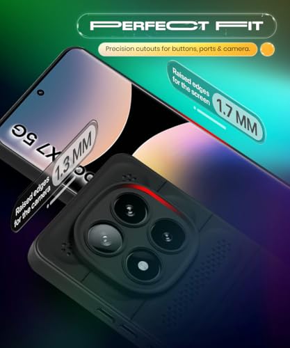 Image of WOW IMAGINE Ultimate Silicone Back Cover Case for Redmi Note 14 Pro 5G | Poco X7 5G | Heat Dissipation Thin Soft TPU | 360 Camera Protection | Breathable Cooling Holes - Pitch Black