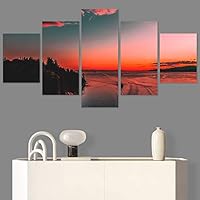 SIGNWIN 5 Panel Canvas Wall Art Landscape Mountain for Home Decorations Ready to Hang - 60