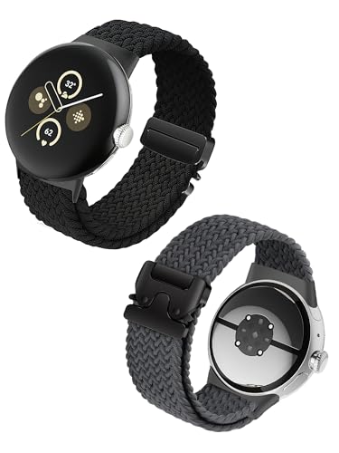 Zspoly �p���V���[�g�o�b�N�� �i�C�����ґg�o���h 2�{�p�b�N Google Pixel Watch 4/3 /2/1 41mm 45mm�o���h�ɑΉ� �\�t�g�ŒʋC���̂��鎞�v�X�g���b�v �j�����p - ���^���o�b�N���X�|�[�c�����p���v�o���h