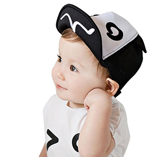 Sombrero de niños, Gorra de beisbol de bebé Niña niño Gorra al aire libre Sombrero de playa Impresión Gorra de sol Verano Sombrero de malla Malla con reborde suave (Negro)