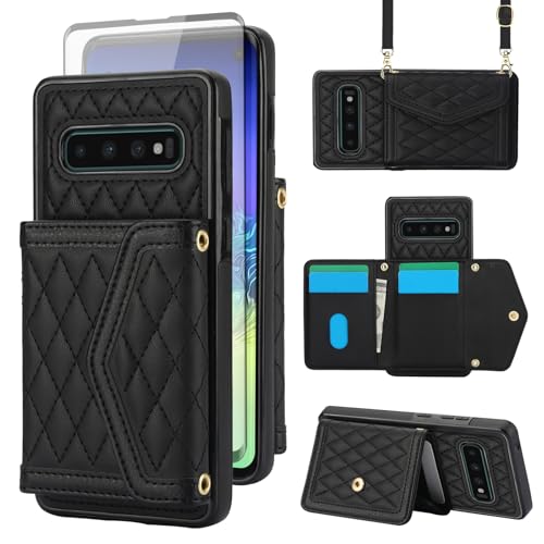 Étui portefeuille Samsung S10 avec support visionnage et protection écran en verre