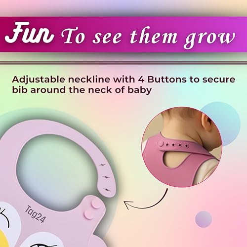 Image of Baby Bib for Feeding and Weaning Babies and Toddlers | Waterproof, Washable, Reusable | Adjustable Neckline with Buttons | Easy to Clean and Non-Messy Design