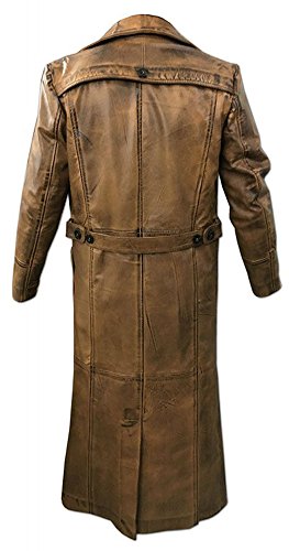Original Leather, Long, Trench Coat, Knee Length, Brown Vintage Distress, Movie Style2
