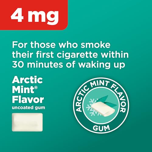 Image of Amazon Basic Care Nicotine Polacrilex Gum 4 mg, Mint Flavor, Stop Smoking Aid, Reduces Withdrawal Symptoms and Nicotine Cravings, 310 Count