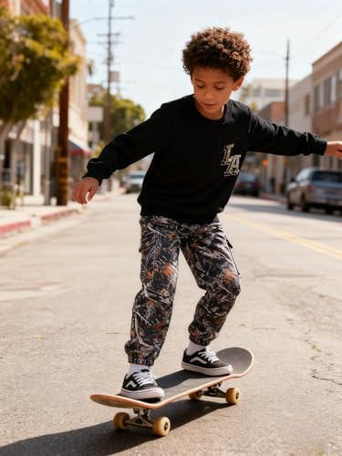 Image of Boy Clothes Plant Camouflage Pants LA Letter Print Top Sweatsuit Fall Boys Outfits Set