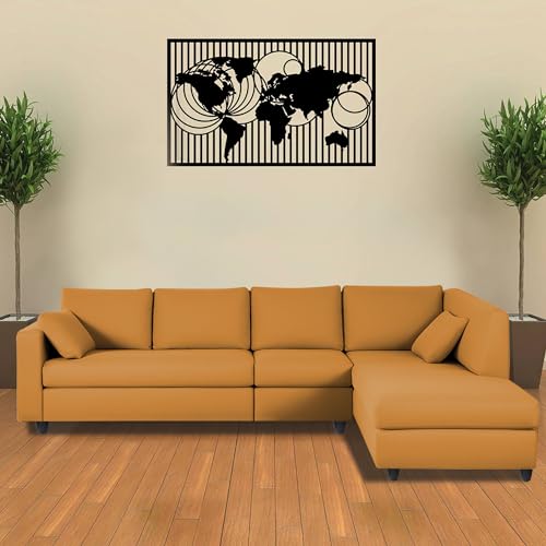 Image of Florian RHS 6 Seater L Shape Sofa Set for Living Room (Orange Fabric) Premium Fabric Sofa