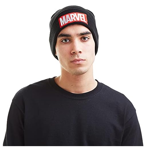 Marvel Serietidningslogotyp herr mössa, Svart, en storlek