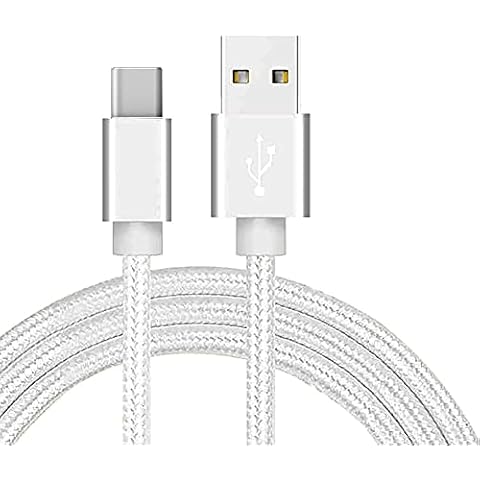 Galaxy Tab A8 10.5 / Galaxy A04s / S21 FE Nylon double Braided USB C Charger Lead Fast Charging Cable 1M for Samsung Galaxy A40 A41 A21S A22 A03S A02S A70 A50 A71 A51 A20E A90 5G (SILVER) Cover