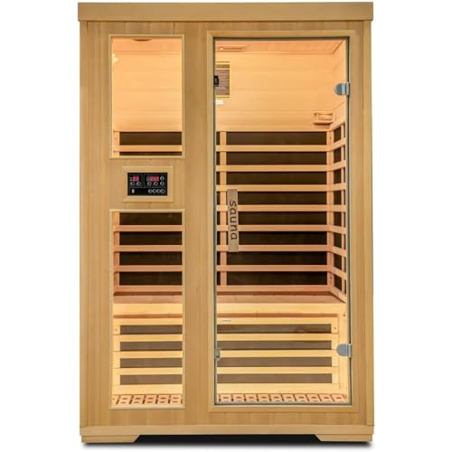 Infrared Home Sauna Room Hemlock Wooden Indoor Dry Sauna 1 Person 1200W 110V Low EMF Heaters Panels with LCD Control Panel 10 Minutes Pre-Warm up (C-3 Person)