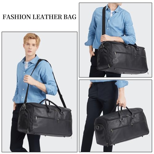 Image of seyfocnia Carry On Garment Bag for Travel, Convertible Travel Garment Bag for Men Women, 2 in 1 Hanging Suitcase Suit Business Travel Bag, Black
