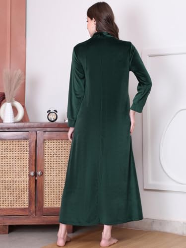 Image of Secret Wish Solid Velvet Maternity Nighty Full Length