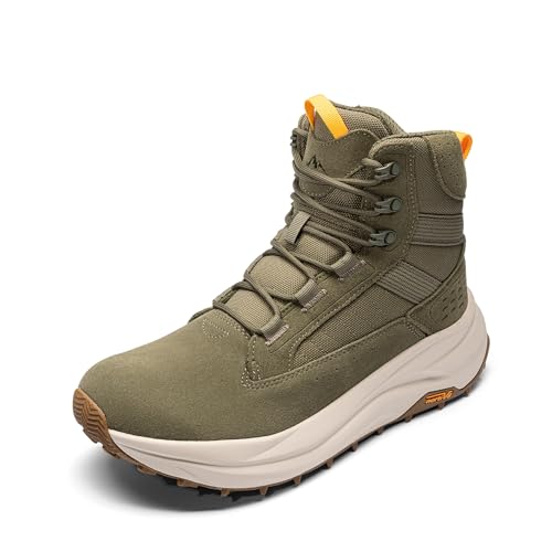 NORTIV 8 Men's Wide Toe Box Work Military Tactical Boots Barefoot Hiking Low Drop Leather Side Zipper Motorcycle Combat Boots Pikes,Size 11,Olive,SNMT25001M