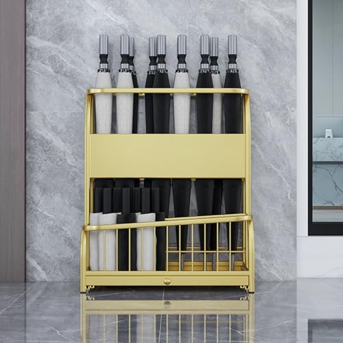 Porte-parapluies grande capacité avec bac de récupération d'eau en fer - 7