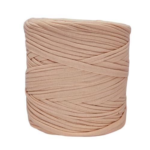 Woolly Yarn Fettuccia per borse ad uncinetto elastica in cotone e lycra, lavoro a maglia, fai da te, artigianato peso 600-700 gr, 130 metri (Pesca)