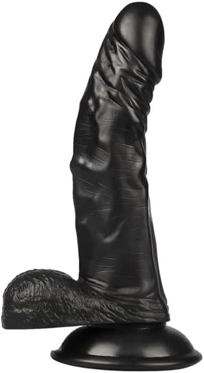 8.0 Inch Black Soft Silicone Realistic Dildo, Hands-Free Suction Cup Sex Toy for Women and Couples Beginners