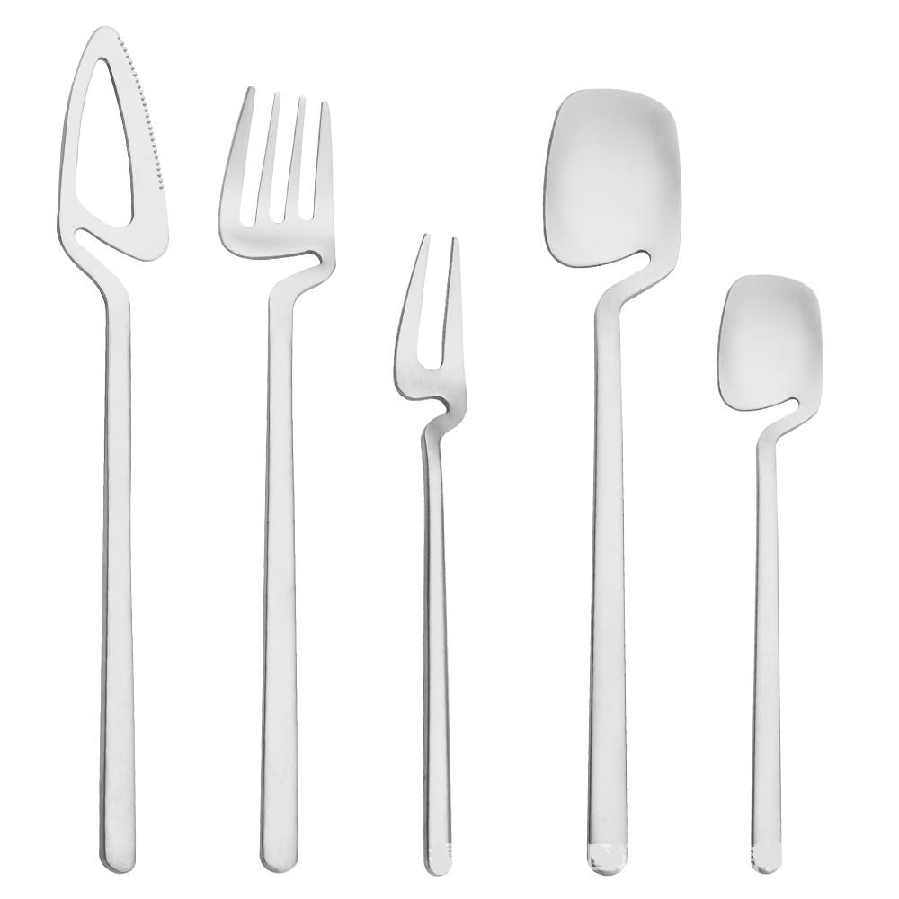 Besteck-Set, 5/20/30/40/50/60-Teilig, Lila, Kreatives Hängebecher-Geschirr Aus Edelstahl 304, Wandmontiertes Messer, Gabel, Löffel, Kaffeelöffel, Kuchengabel, O,Silver-6Set-30Pcs