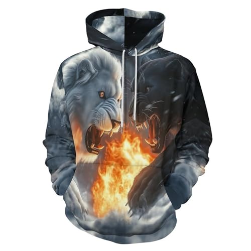 Sweat-shirt à capuche homme pull manches longues motif animal col rond imprimé 3D