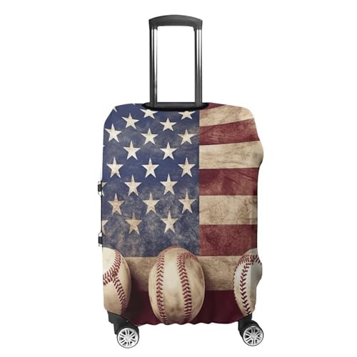 Travel Luggage Cover Elastic Suitcase Protector Anti-Scratch Washable American Flag And Baseball Luggage Sleeve Tsa Approved Carry on Covers Baggage Cover Fits 18-32 Inch Luggages4
