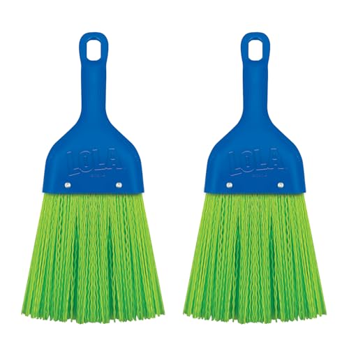 LOLA Heavy Duty Whisk Broom Hand Brush 2 Pack Durable Bristles Whisks Away Dirt & Debris Compact Hang Hole for Easy Storage Indoor/Outdoor
