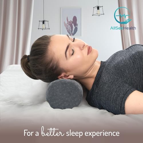 AllSett Health Round Cervical Roll Cylinder Bolster Pillow with Removable Washable Cover, Ergonomically Designed for Head, Neck, Back, and Legs, Grey | 13" X 5"
