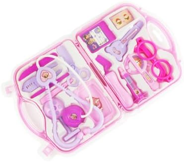 Tourwin Medical Box Blue Doctor Nurse Medical Kit Playset for Kids - Pretend Play Tools Toy Set education Toy (Pink)