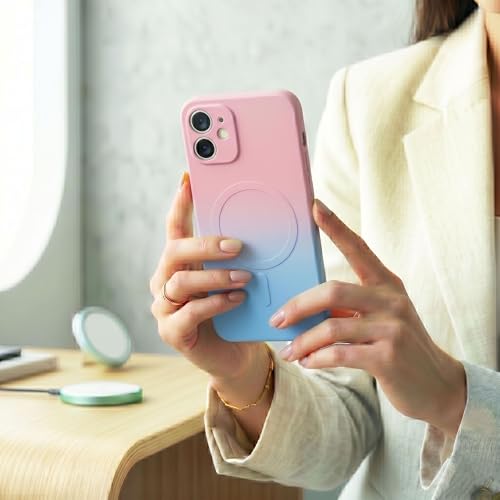 Image of amazon basics Gradient Mag-Safe Case for iPhone 11 | Soft Silicone Shockproof Cover with Camera Protection | Slim Lightweight Design | Smooth Touch & Durable - Pink & Blue