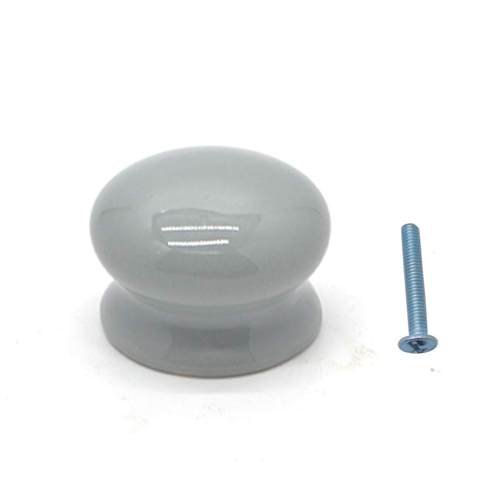JOYFULBIDPorcelain Ceramic Kitchen Cupboard Door Handle Knobs with Screws 10 X 35mm (Grey)