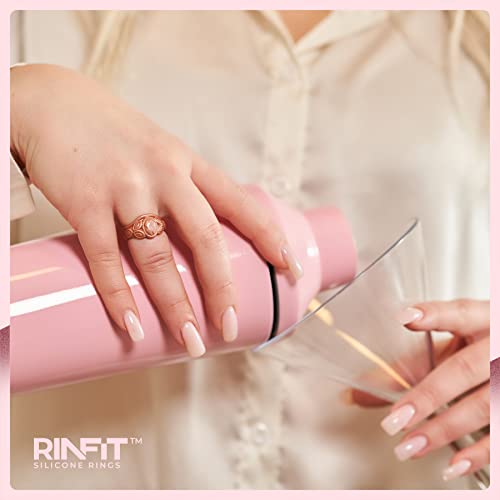 Rinfit Silicone Rings For Women - Wedding Rings For Women - Silicone Wedding Bands - Rubber Ring - Oval & Pear Diamond Collection - Black, Size 8 #TOP4