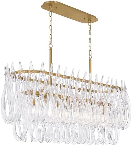 Metropolitan Glassara 48" 8-Light Linear Chandelier - Legacy Brass and Clear Twisted Handmade Glass (Bulb Not Included)