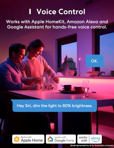 Image of Meross Smart LED Strip Lights, 16.4ft WiFi Strip Work with Apple HomeKit, Alexa, Google Home, and SmartThings, 16 Million Colors with App Control and RGB LED Lights for Bedroom, Living Room, Kitchen
