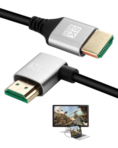 coalwop Cable HDMI 2.1 8K 48Gbps Rotation de 90 degrés Connexion stable et durable Résistant aux interférences, 8K@60 Hz HDR dynamique eARC HDCP 2.2/2.3...
