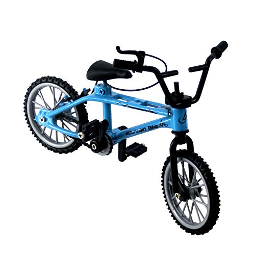 1/18 Diecast Bike Action Figure Toy,Mini Finger Mountain Bike Bicycle Art Crafts Desktop Decor - Blue