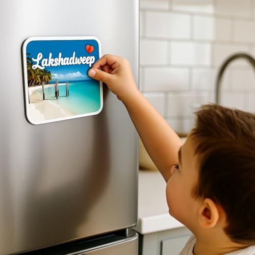 Image of Naxon Lakshadweep Theme Souvenir Wooden Fridge Magnet for Refrigerator - Printed Fridge Magnet for Kitchen & Home Decor | Perfect Souvenir Gift | Size 3x3 in | Pack of 1