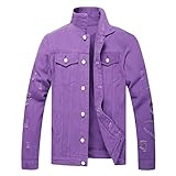 LZLER Men's Denim Jackets Distressed Destroyed Classic Vintage Slim Fit Ripped Fashion Trendy Trucker Jean Jackets