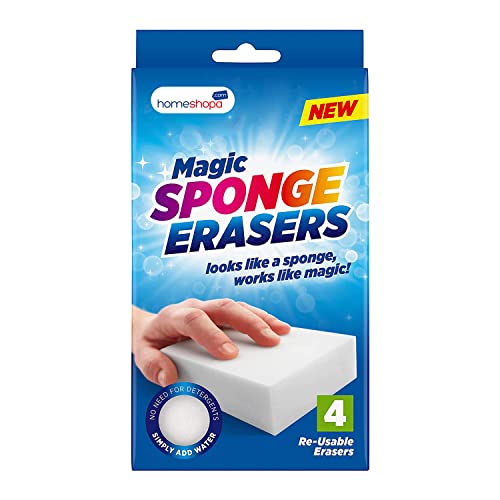 Magic Eraser Sponge, Melamine Cleaning Pad for Kitchen Household Cleaning, Chemical Free Cleaner Pads, Multi Surface Power Scrubber Foam Pads, Wipes Dirt Stain Grime & Marks from Most Surfaces (4)