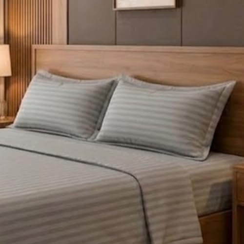 Image of Living Roots Glace Cotton 180 TC Double Bedsheet with 2 Pillow Covers |King Size 90 x 108 Inches |Soft, Breathable & Durable |Fits Mattress up to 6 Inches |No Colour Bleeding (Grey)