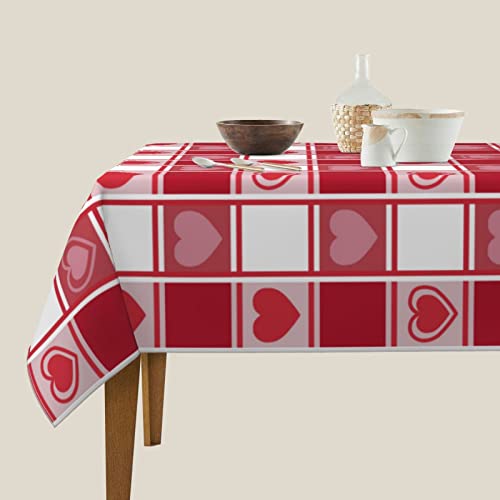 Sunshineyan Valentine's Day Tablecloth Square 60X60 Inch, Red Checkered Hearts Tablecloths Stain Resistance Polyester Table Cloth For Parties Kitchen Dining Indoor Outdoor #TOP3
