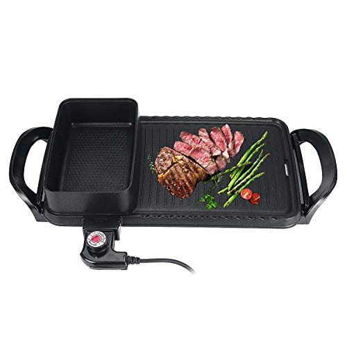1300W Barbecue Elektromaschine 2 in 1 Elektro-Grill und heißen Topf Multi Cooker Smokeless Nonstick Gebratene Platte